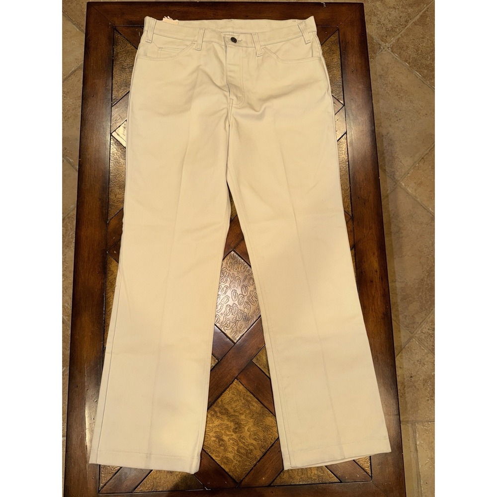 Vintage Levi's 517 Saddleman Bootcut Pants Men's 34x31 Beige USA Black Tab NWT
